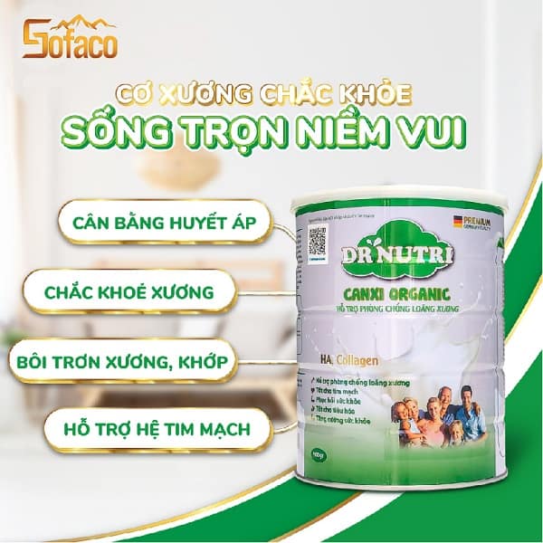 Sữa bột Dr Nutri Canxi Organic giúp cơ xương chắc khỏe