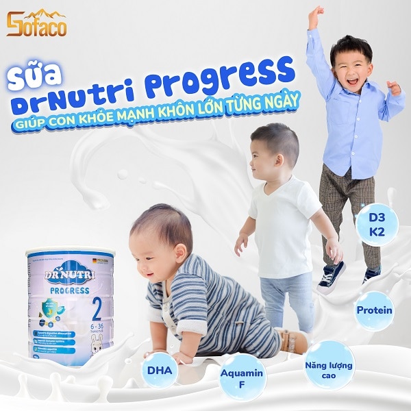 Sữa bột Dr Nutri Progress giúp con khỏe mạnh khôn lớn